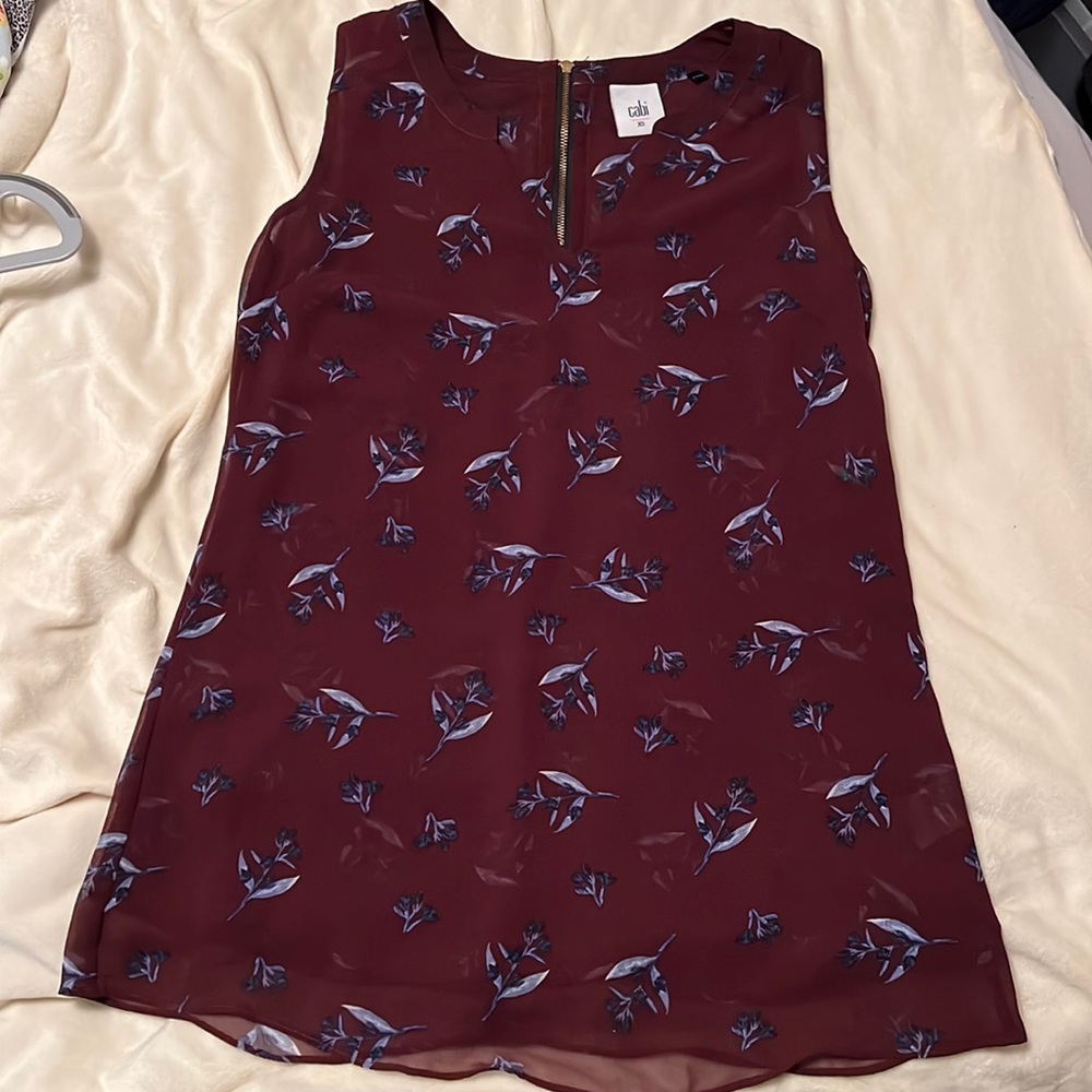 Cabi sheer purple floral blouse